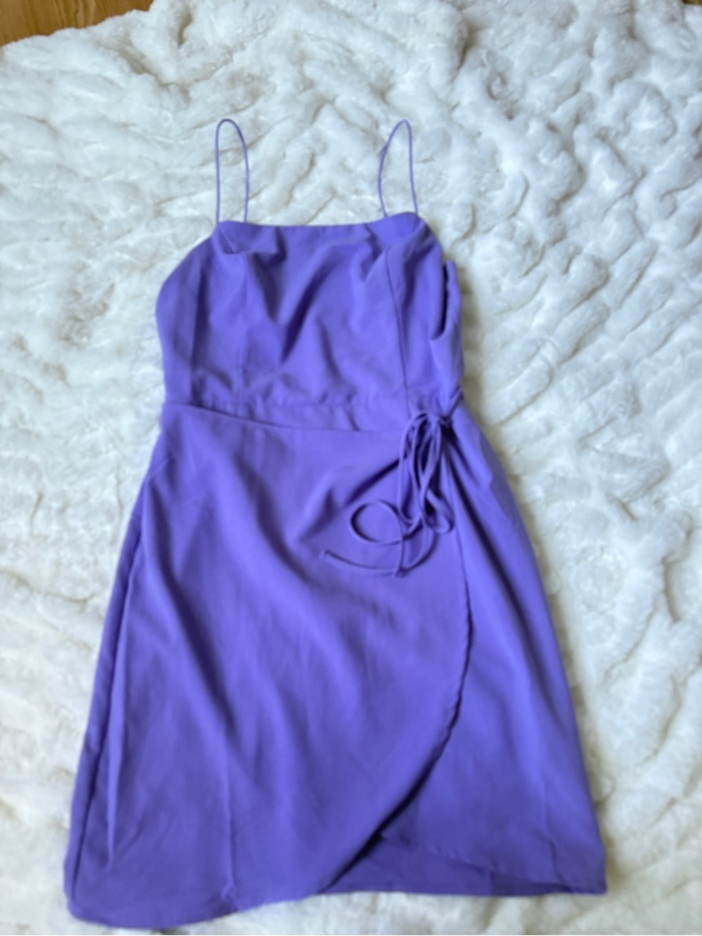 Never worn Lilac Spaghetti-Strap Wrap Mini Dress